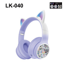 Cute Cat-Ear Bluetooth Headphones w/ RGB Lights, 50H Battery, 40mm Drivers, Soft Foldable Design, Compatible with Smartphones, Tablets & Laptops