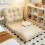Convertible Foldable Lounger Sofa Bed - Beige Water-Resistant Lazy Chair Sleeper 3