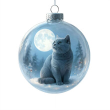 Clear Cat Christmas Ornament Ball Shatterproof Plastic 1