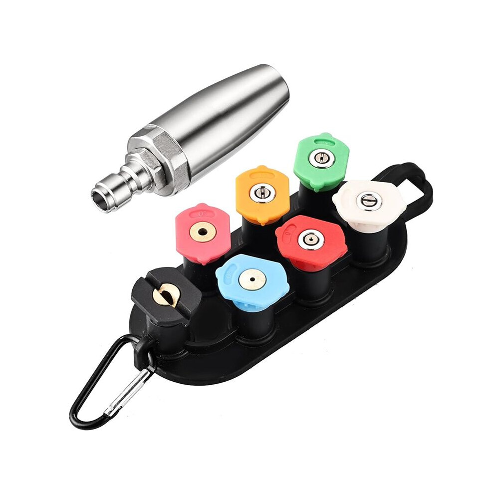 Turbo Nozzle For Pressure Washer,4000Psi Rotating Turbo Nozzle 1/4Inch Quick Connect,7 Sprays Nozzle Tips&Nozzle Holder 4712087299289