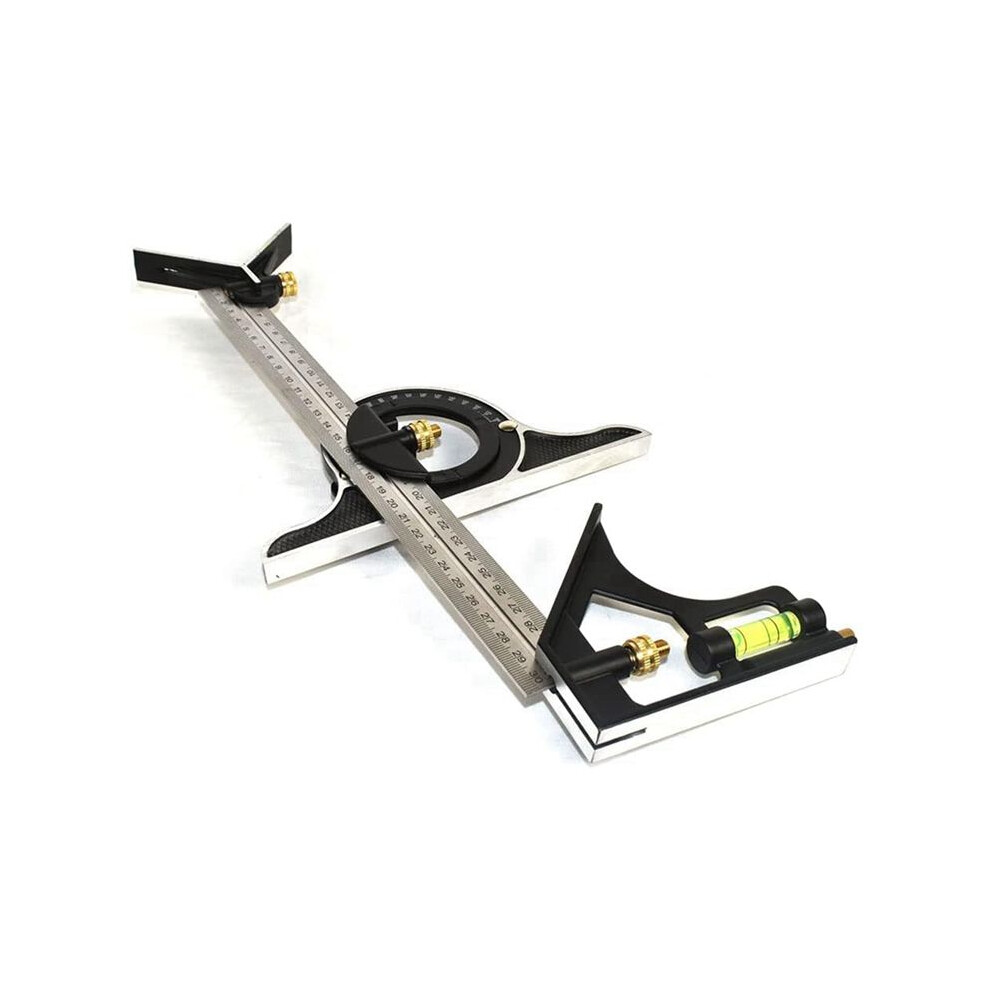 Square Ruler Set Kit 300Mm (12Inch) Adjustable Engineers Combination Try None Right Angle Ruler With Spirit Level 4712220762663