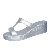 Women's Silver Wedge Sandals Casual Open-Toe Platform 2.16"