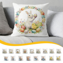 Oster-Kissenbezug aus Baumwolle, 45 x 45 cm, waschbar, zum Bemalen und Selbstgestalten – ideal für Kinder und Osterpartys