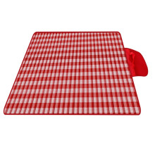 AuroraX Portable Gingham Picnic Blanket (60"x80"), Sandproof, Foldable, Machine Washable, Lightweight Beach Mat for Camping, Park, Travel – Red