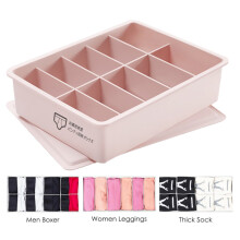 1-Pack Pink Stackable Drawer Organizer with 10 Cells for Socks, Underwear, Lingerie, Ties – Compatible with Standard Cabinets