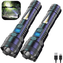 Lanterne reîncărcabile cu flux luminos ridicat, pachet de 2, cu afișaj LCD, rezistente la căderi și apă – compatibile cu camping și