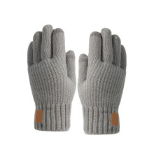 Herren-Handschuhe aus Wolle mit Touchscreen-Funktion, gestrickt und samtgefüttert