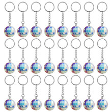 24 Pcs Mirror Disco Keychains Bulk 70s Disco Keychains 1970s Disco Accessories for Disco Partys Supplies