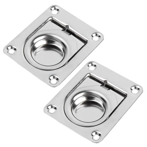 (2 Pcs) Stainless Steel Locking Pull Ring Handle, Marine Boat, Yacht, Flush Lift, 2.5 "