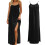 Women's Black Sleeveless Cami Dress with Split Hem 1