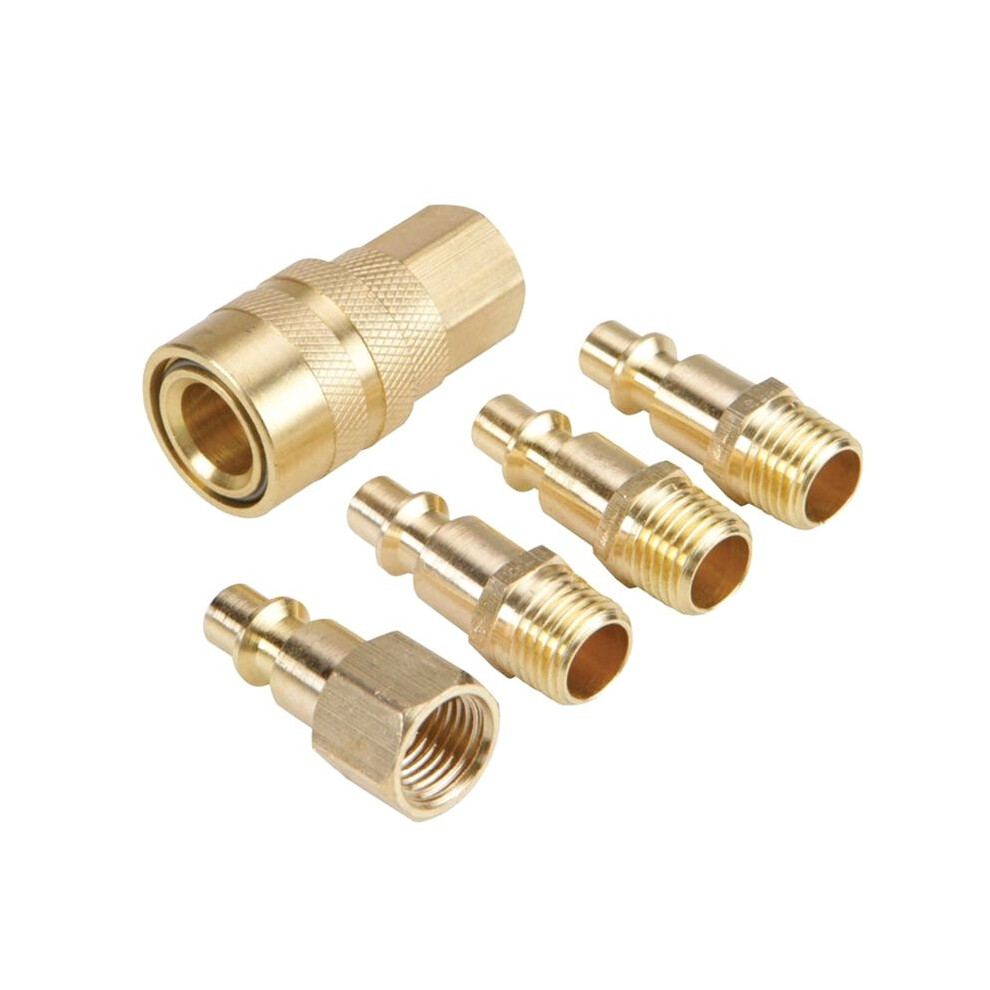 1/4Npt Pneumatic Fittings Five-Piece Set Quick Connector Solid Brass Quick Connect Air Fittings Kit 6031910664093