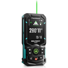 MILESEEY Télémètre Laser - Portée de 122 M (400 Pi), Alignement Laser, Rechargeable, Écran Rétroéclairé, Mesure de Surface/Volume