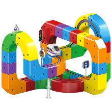 Electric Train Toy Set with Flexible 3D Tracks and Snap-On