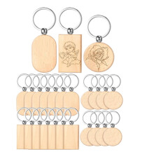 Wooden Keychain Blanks Wood Engraving Unfinished Key Chain with Storage Container for DIY Supplies(24 Pcs)