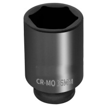 1/2 Inch Drive Impact Socket 36mm Metric, 6 Point Cr-Mo Deep Impact Socket, 78mm Length