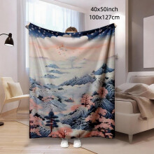 Flannel Blanket | Beige Green Bird Pattern, Soft & Warm, Lightweight, All Season, Suitable for Couch & Bed, Multipurpose Use, Vintage Style