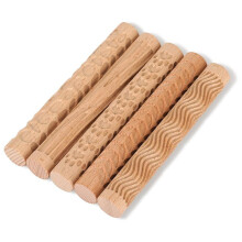 Wooden Texture Mud Pressed Roller Pattern Roller Rod Embossed Polymer Clay Rolling Pin Ceramic Pottery Art