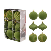 6 PCS Velvet Christmas Balls, 3.15" Shatterproof Xmas Bulbs Decorations Set, for Xmas Decorative Hanging Ornaments Christmas Tree Decoration (Green)