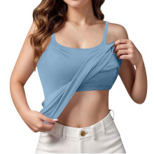 Tanktop für Damen mit integriertem gepolstertem BH, U-Ausschnitt am Rücken, ärmellos, figurbetont, weiches Trägertop