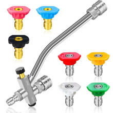 Pressure Washer Dual-Connector Tool with 7 Pressure Washer Nozzle Tips, 1/4 Quick Connect Double Tip Attachment