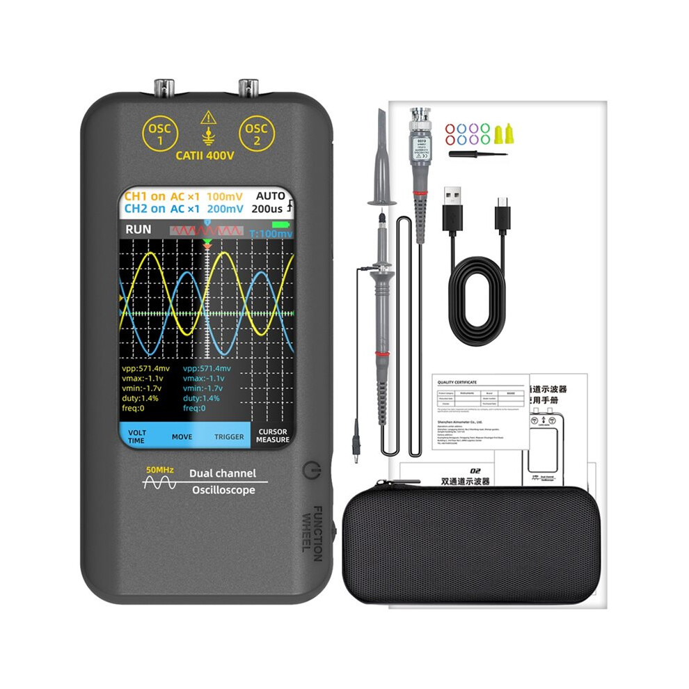 Dual Channel Digital Oscilloscope 50Mhz With Touch Screen & Signal Generator - 250Msa/S Sampling, 3.98Inch Tft Display 4711357930624