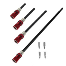 Porte-Embout D'Extension de Foret 4 Pièces, Tournevis de Foret de 12 Pouces Porte-Embout Barre Adaptateur de Mandrin Rallonge 1/4 Pouce Support
