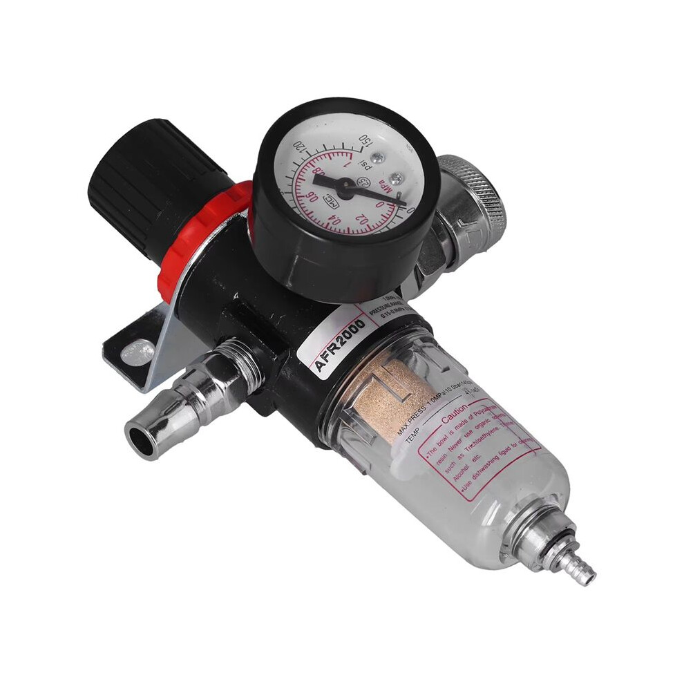 Afr2000 1/4In Air Compressor Moisture Filter Water Oil Separator Regulator With Pressure Gauge 6032748600444