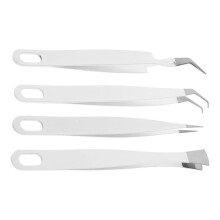 4Pcs Precision Stainless Steel Tweezers Set for Crafting, Makeup, Jewelry, and DIY Projects