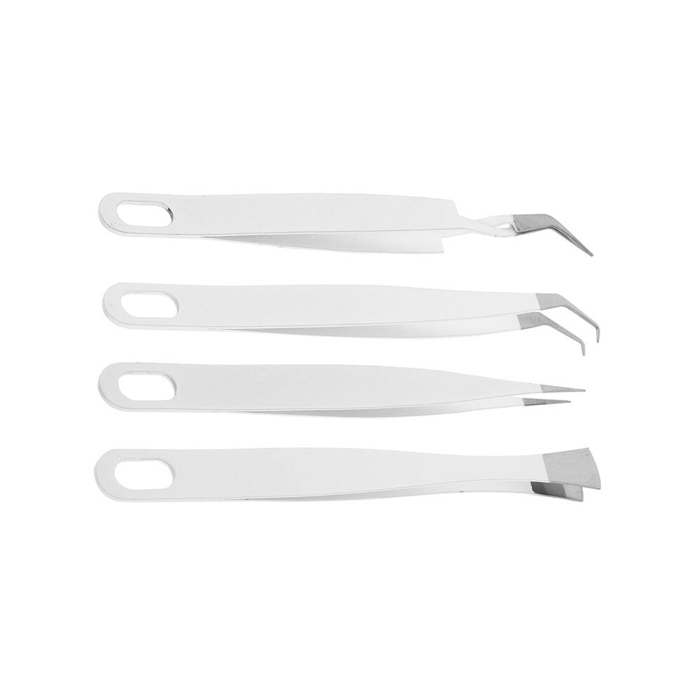 Jojomino 4Pcs Precision Stainless Steel Tweezers Set For Crafting, Makeup, Jewelry, And Diy Projects