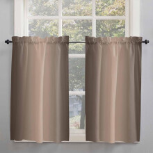Dark Brown Ombre Short Curtains 52x63 Rod Pocket 2 Panels