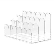 1 Pak 3-Sleuven Acryl Postorganizer voor op Het Bureau - Gegolfde, Transparante Documentensorteerder, Verticale Ordner voor op Kantoor/Thuis