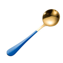 Roestvrijstalen lepel, bestek, kleine ronde lepel, koffieroerlepel, titaniumgoud, kleine ronde lepel, kleine lepel