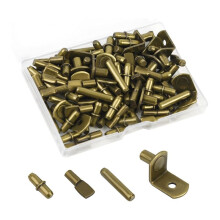 100Pcs Shelf Pegs for Shelves, 4 Styles Shelf Pins Kitchen Cabinet Shelf Pegs,Shelf Holders Pegs, Bookshelf Pegs Bronze
