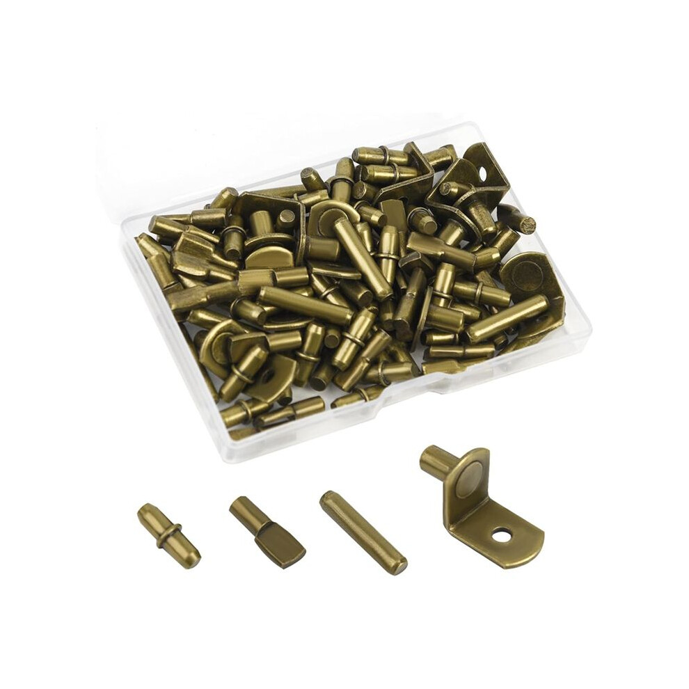 100Pcs Shelf Pegs For Shelves, 4 Styles Shelf Pins Kitchen Cabinet Shelf Pegs,Shelf Holders Pegs, Bookshelf Pegs Bronze 6032429461531