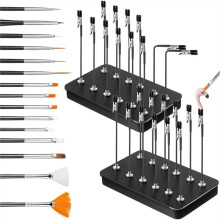 Suporte de Base para Pintura com 24 Clipes e 15 Escovas de Limpeza - Base para Pintura de Modelos, Hobby, DIY, Cartão Fotográfico