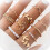 Women's Gold Stackable Moon and Star Knuckle Rings Set 1