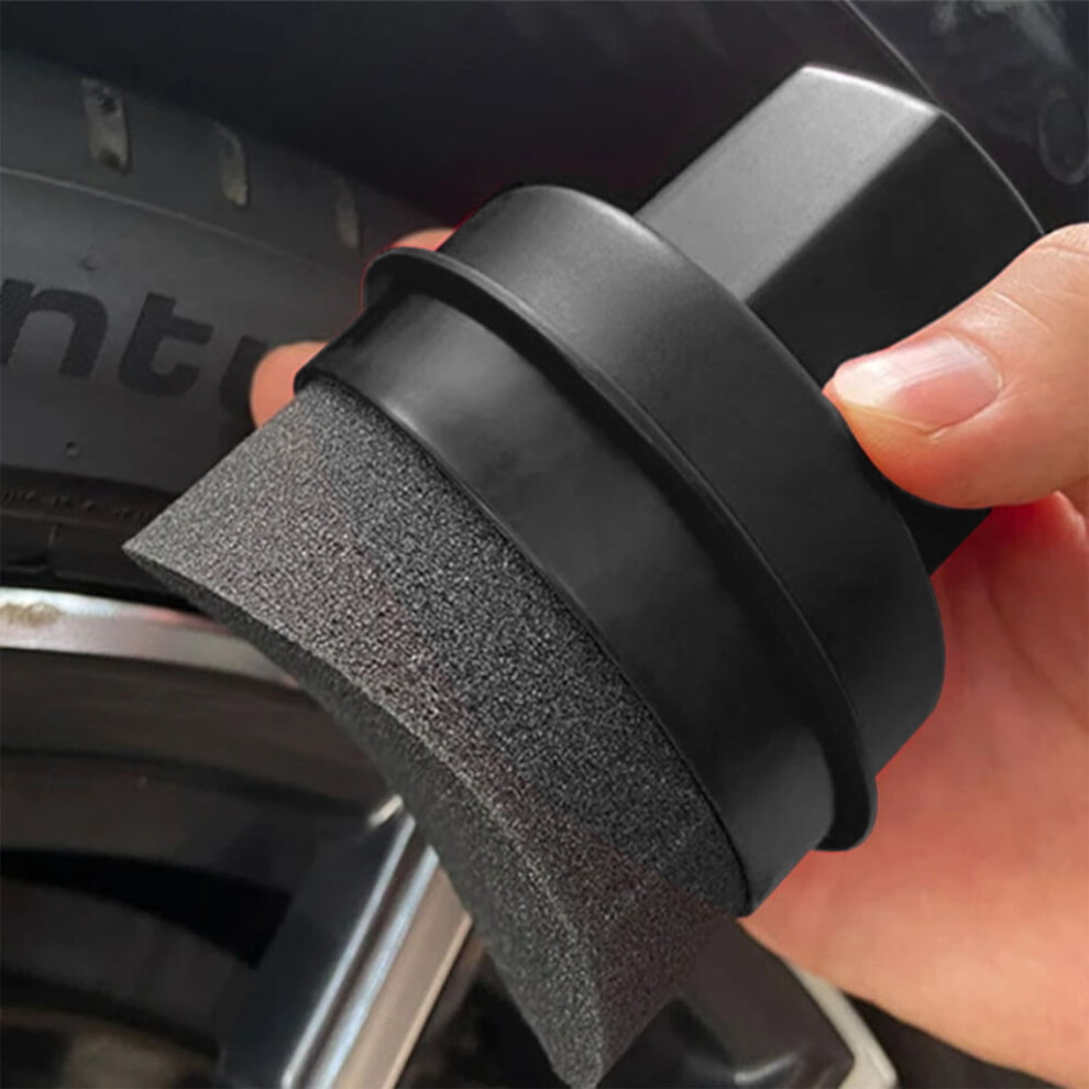 Car Tire Waxing Sponge, Car Wax Applicator Pad With Lid, Curved Shaped Easy Waxing Tire Sponge, Auto Detailing Brush, Tire Cleaning Tools Black 9405492373693