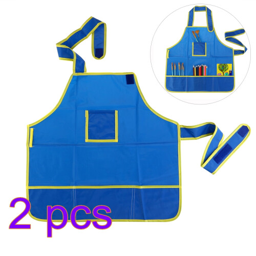 Kids Waterproof Art Apron Blue 2 Pcs