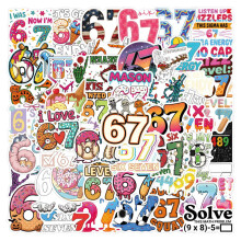 Cartoon Number 67 Doodle Stickers Guitar Water Bottle 50 pcs