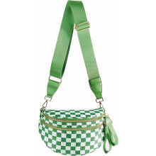 Geräumige karierte Nylon-Umhängetasche, Bauchtasche, karierte Handtaschen, Geldbörsen für Damen