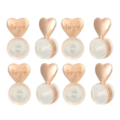 8PCS Earring Backs for Droopy-Ears, Earring Lifter Backs Replacements for Heavy Earrings,Rose Gold