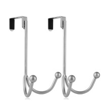 Paquete de 2 Ganchos Dobles para Colgar Sobre la Puerta, Organizador de Metal con Dos Ganchos para Colgar Abrigos, Sombreros, Batas y Toallas, Color