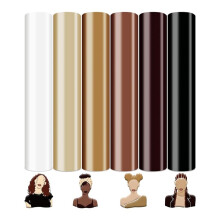 Odcień Skóry 3D Puff Vinyl Krem Termotransferowy Beżowy Brązowy Żelazo do T-Shirtów z Tkaniny DIY, 10 X 12 Cali, 6 Arkuszy