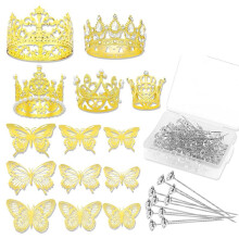 Flower Bouquet Accessories for Flower Bouquets, Including 5 Pcs Cake  Crown Topper, 36 Pcs Butterfly Decorations