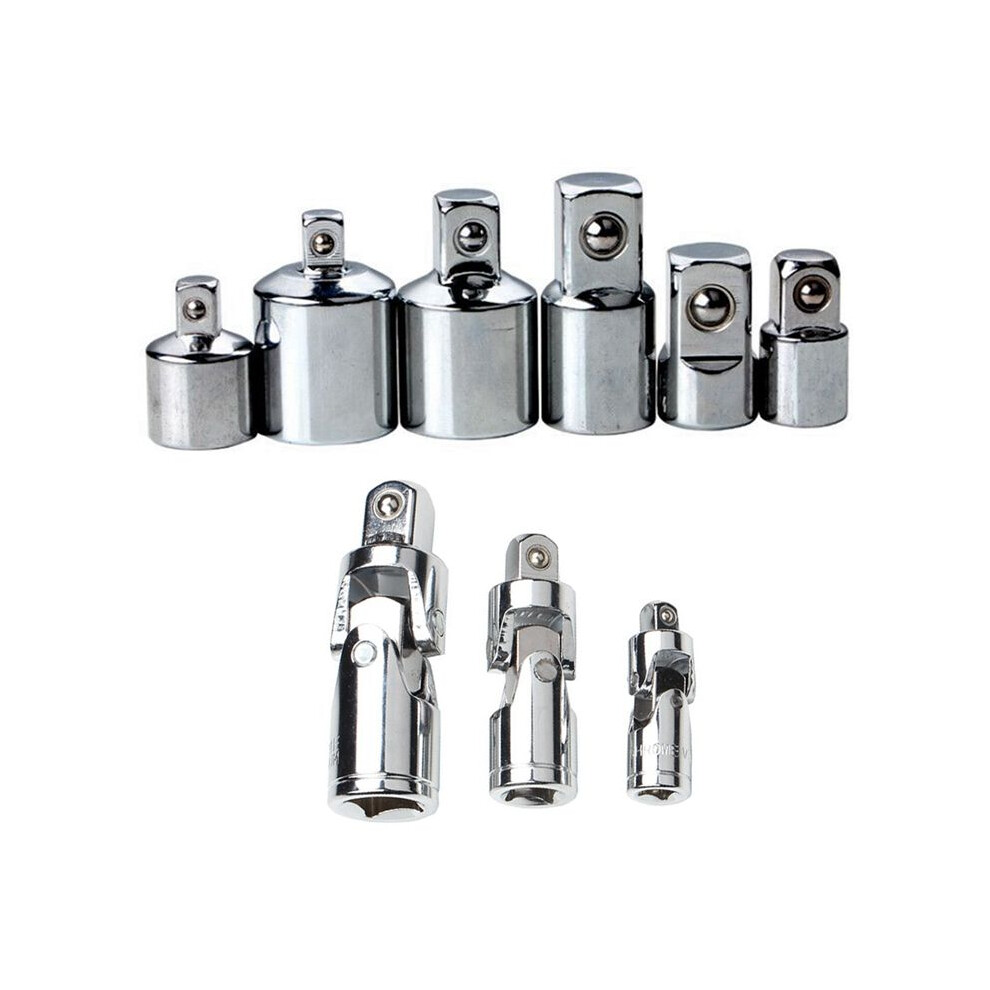 6Pcs Ratchet Wrench Socket Converter Sleeve Heads Adapter With Universal Joint Conversion Adapter 4714149343015
