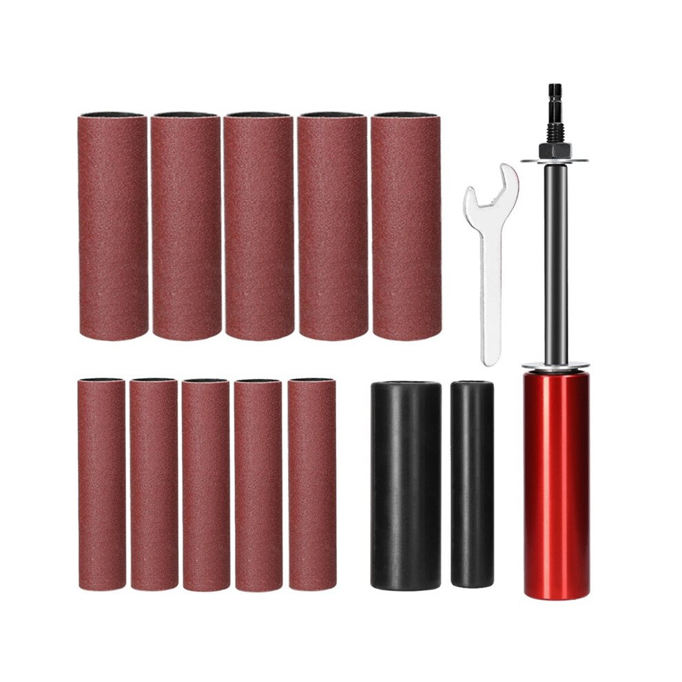 Spindle Sander Adapter For Power Drill, 1.5In Mandrel Drum Kit With 10 Sandpaper Sleeves For Wood & Metal 6031021920637