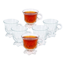 Set Of 6 Tea Coffee Mugs Clear Glass Cup Hot Drinks Cappuccino Espresso Green Tea 150ml