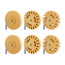 6 Pack Eraser Wheel 4 Inch Paint Safe Decal Remover No-Scratch Powerful Rubber Wheel Decal Remover with Drill Adapter