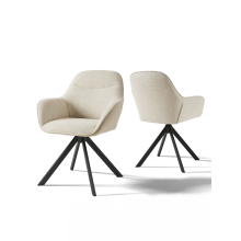 (Beige Fabric, Set of 2) Goeurvant Swivel Dining Chairs