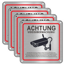 Videoövervakningsskylt, Videoövervakning Privat Egendom, 15 X 15 cm Metallvarning Videoövervakningsskylt 4pack